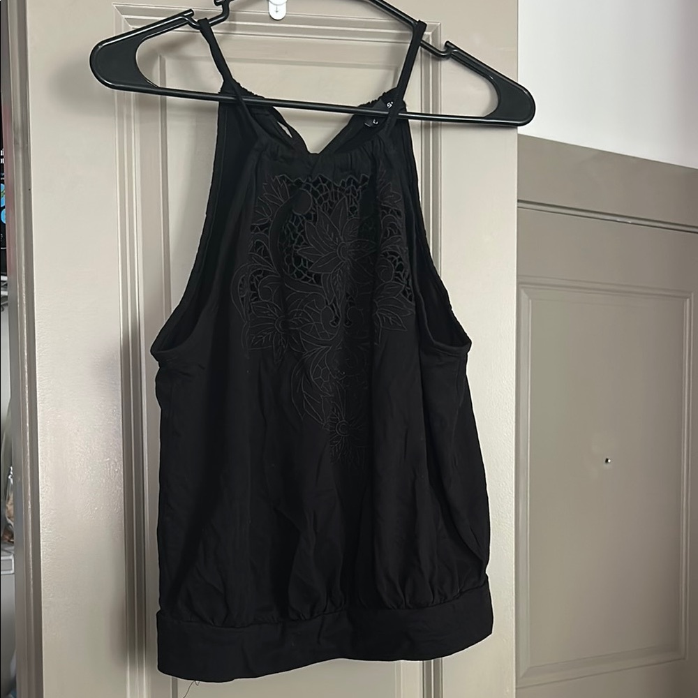 Express Black Laser Cut Tank Top